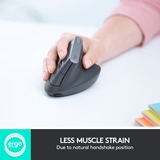 Logitech MX Vertical business , Souris Noir/Argent, 400 - 4000 ppp, Unifying, Bluetooth, USB