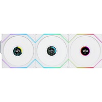 Lian Li UNI FAN TL120 LCD Reverse Blade Wireless Triple Pack, Ventilateur de boîtier Blanc, 4 broches PWM + 1x 9 broches USB, contrôleur inclus