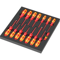 Wera 9711 Insert en mousse avec Tournevis VDE Set 1, 16 pièces Noir/gris