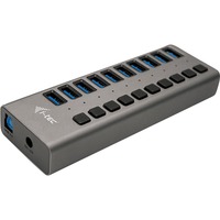 i-tec USB 3.0 Charging HUB 10 port + Power Adapter 48 W, Hub USB Noir, Intérieure, Secteur, Gris